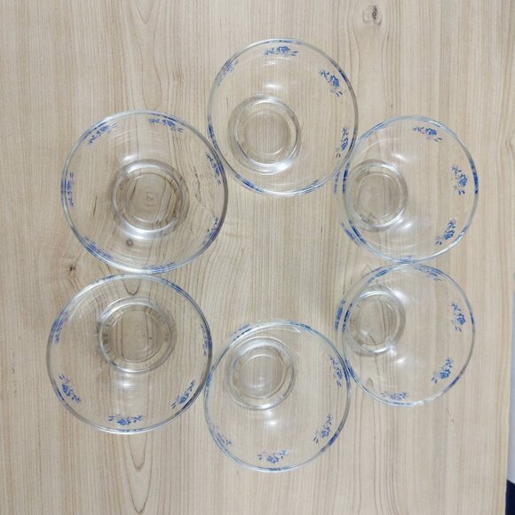 Dominion Glass Blue Rose Dessert Bowls/Vintage Dominion Glass Berries Bowls - Picture 5 of 8